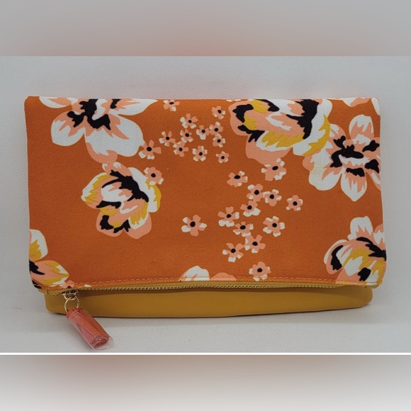 Rachel Pally Reversible Floral & Mustard Foldover Clutch - Picture 1 of 8